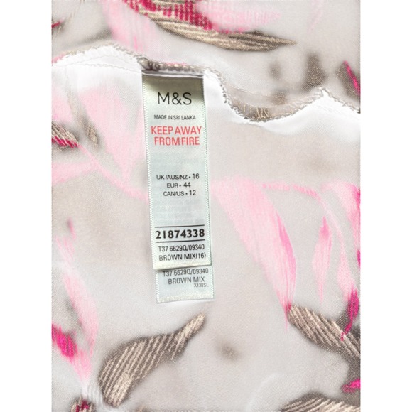 Rosie Exclusively for M&S Slip Dress Floral Print Dark Grey Pink Size 16 - Picture 9 of 11